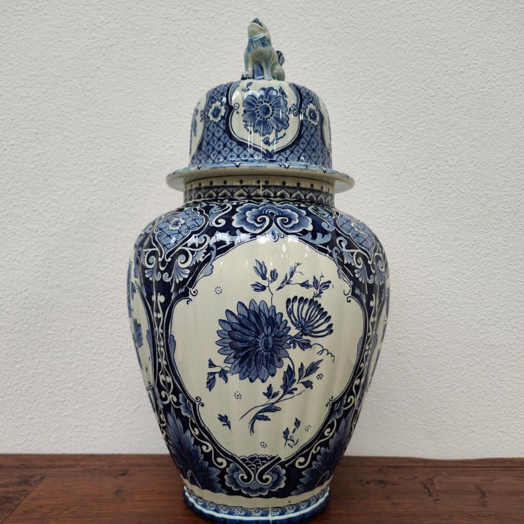 Antieke Vintage Vaas Dekselvaas Porselein Petrus Regout, Ophalen of Verzenden