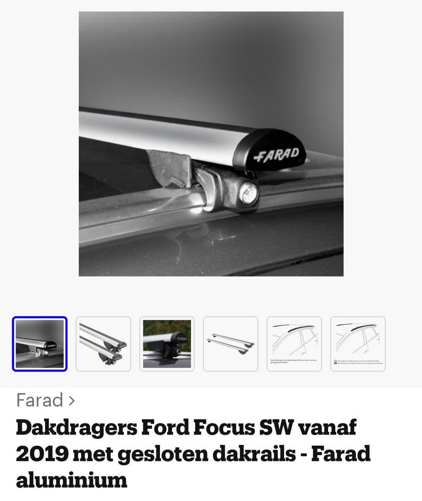 Dakdragers Ford Focus SW vanaf 2019 - Farad aluminium, Auto diversen, Dakdragers, Ophalen of Verzenden