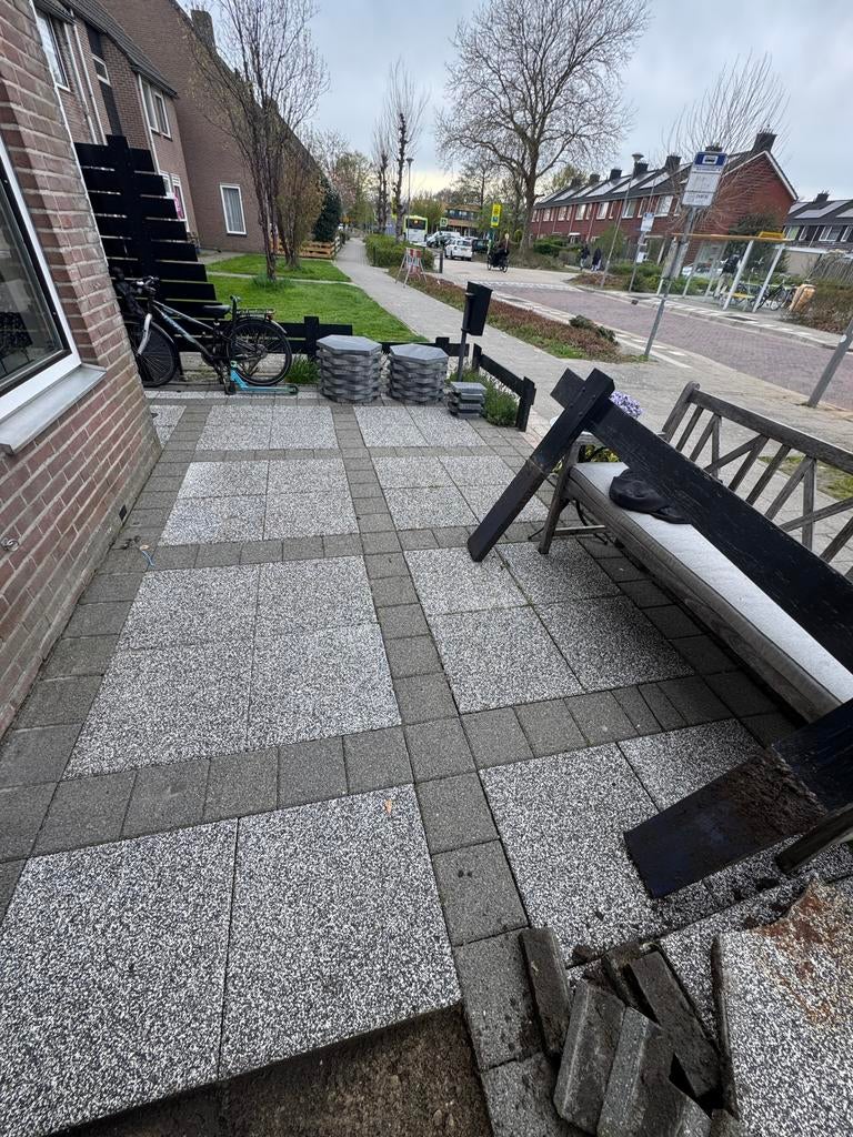 Wit zwarte sierbestrating., Tuin en Terras, Tegels en Klinkers, Gebruikt, Terrastegels, Beton, 10 m² of meer, Ophalen