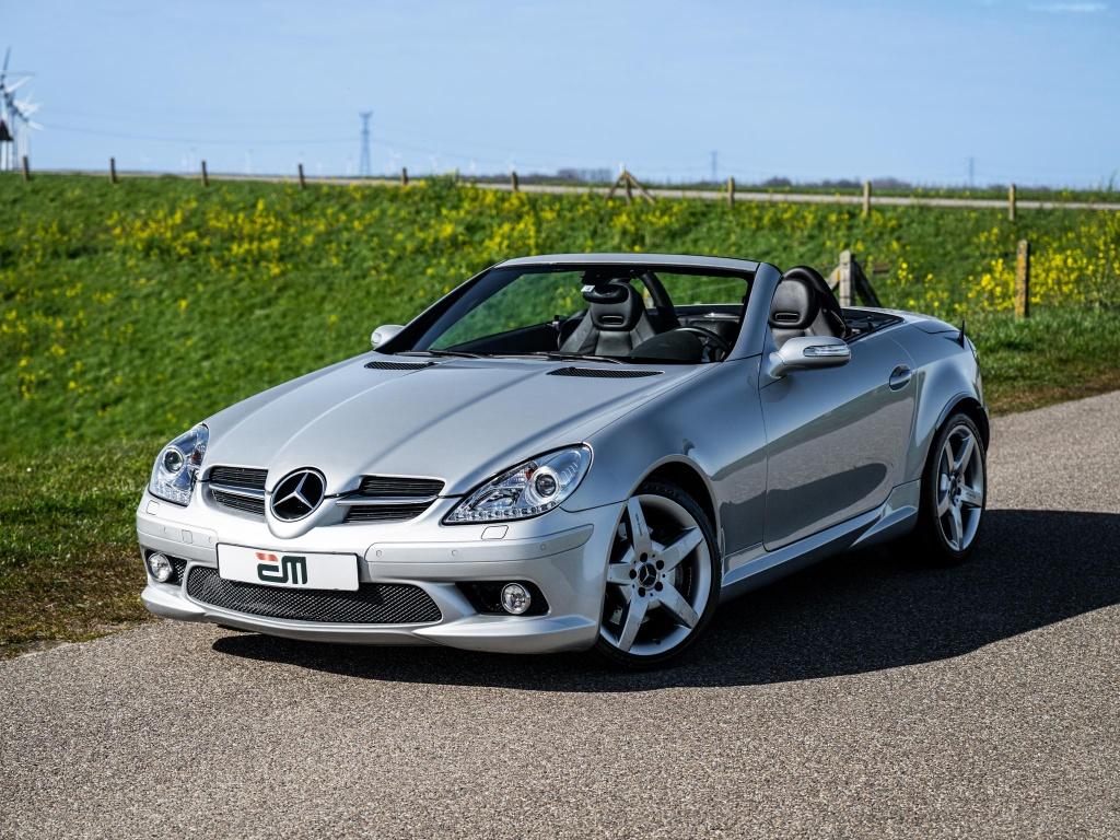 Mercedes-Benz SLK Aut. 350 AMG Pakket (bj 2006, automaat), Auto's, Gebruikt, 2 stoelen, Zilver of Grijs, 6 cilinders