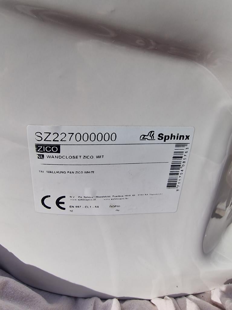 Sphinx Zico Wandcloset Wit - Nieuw, Doe-het-zelf en Verbouw, Sanitair, Ophalen, Nieuw, Toilet