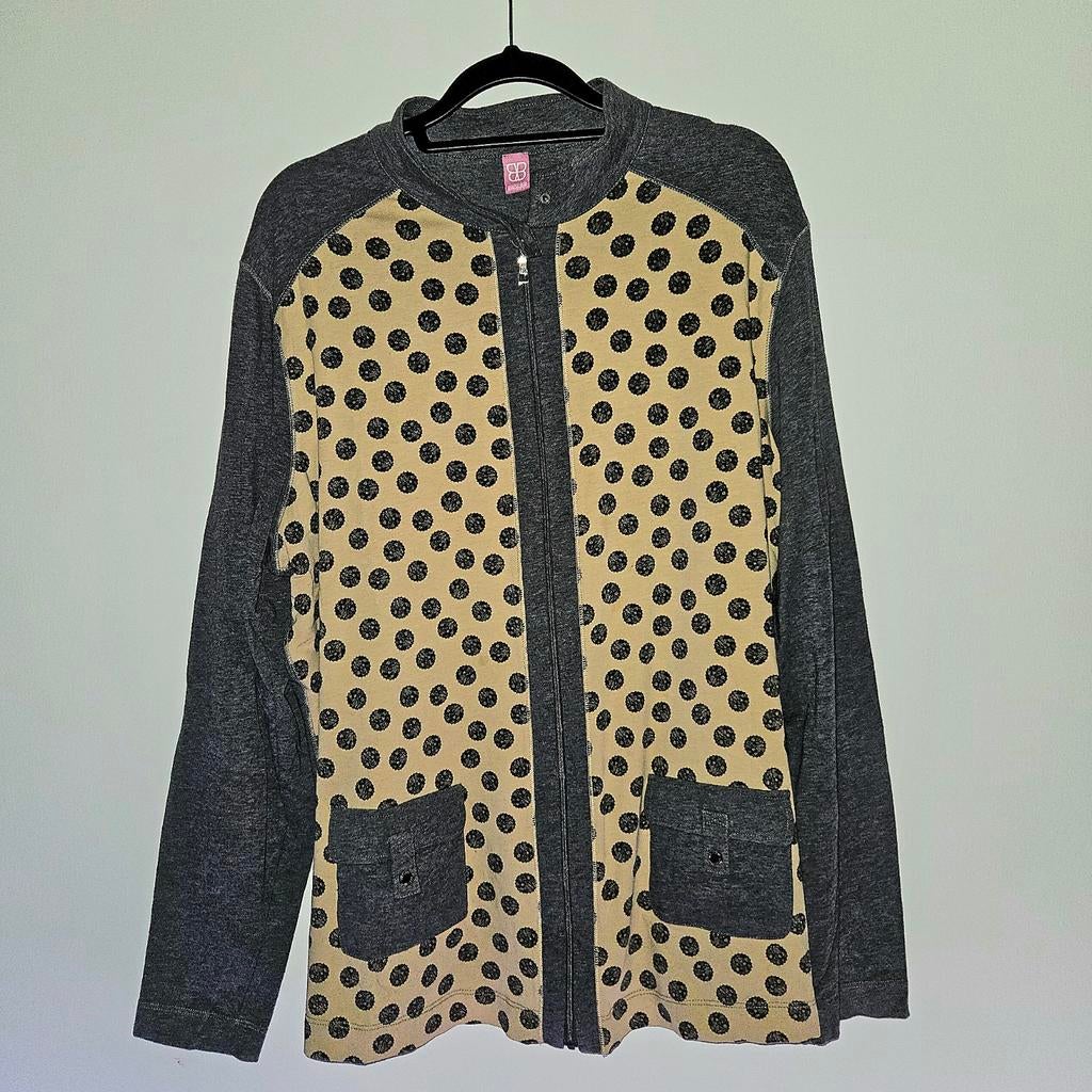 Basler sweater/vest dunne stof polka dots bruin/donkergrijs, Ophalen of Verzenden, Zo goed als nieuw, Grijs, Maat 46/48 (XL) of groter