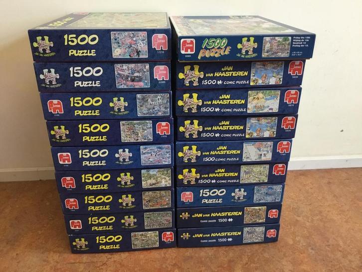 Grote collectie Jan van Haasteren puzzels (1500 stukjes), Hobby en Vrije tijd, Denksport en Puzzels, Gebruikt, Legpuzzel, Meer dan 1500 stukjes