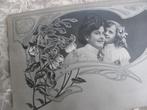 Antieke Art Nouveau Kaart 1908 - Moeder & Dochter / Bloemen, Verzenden, Voor 1920, Gelopen, Kinderen