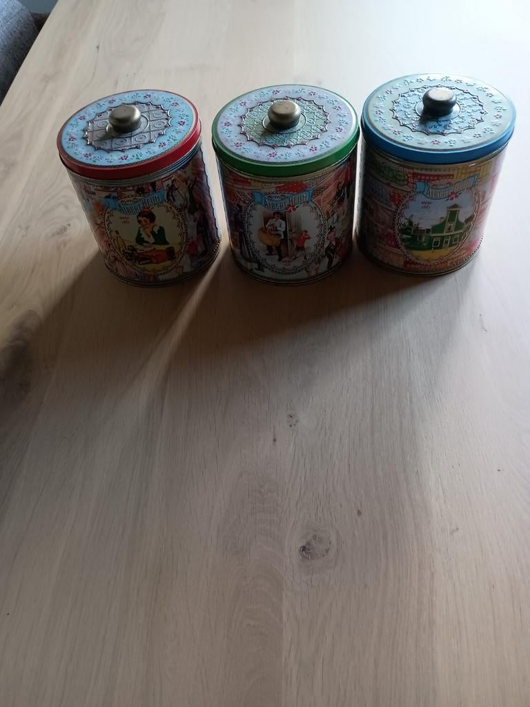 Serie van 3 Albert Heijn blikken - Vintage design, Verzamelen, Blikken, Nieuw, Overige, Overige merken, Ophalen