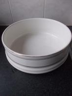 Prachtige ecru schaal/(bloem)bak met gouden lijnen., Ophalen, Porselein of Keramiek, Schaal, Rond