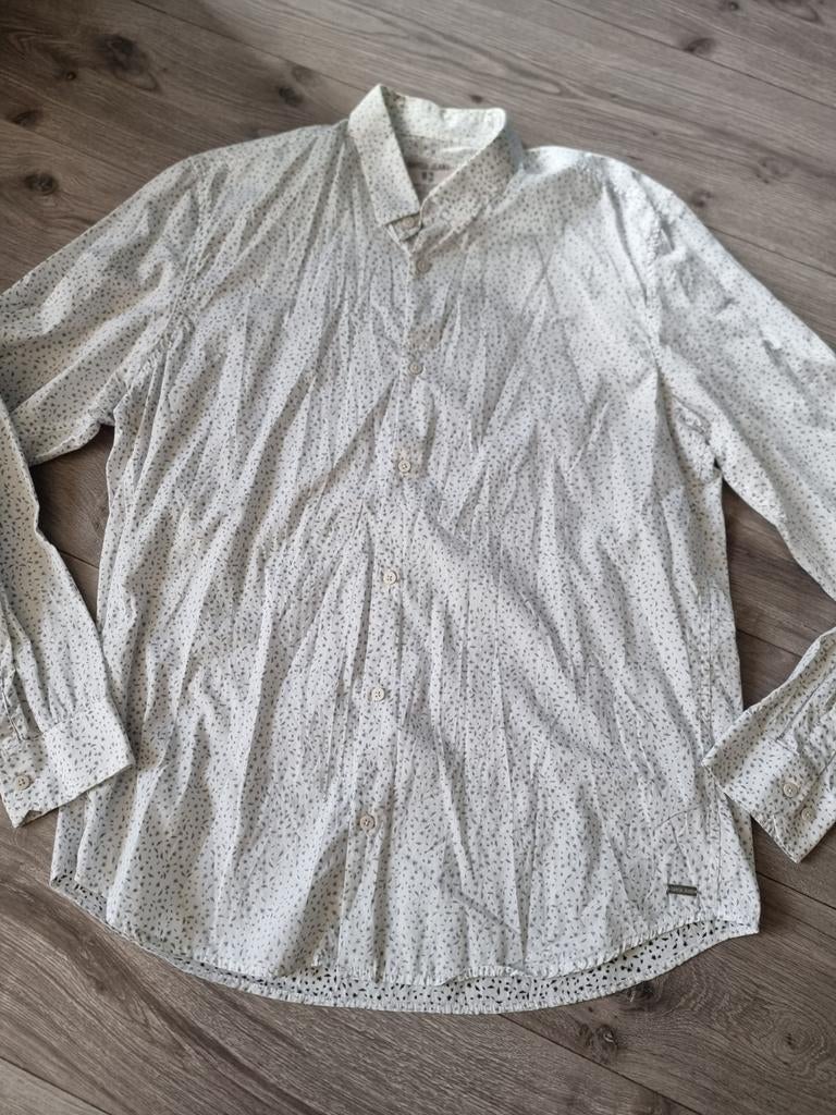 Mooie heren overhemd Garcia Jeans, maat XXL (Z26), Garcia Jeans, Wit, Zo goed als nieuw, Halswijdte 39/40 (M)
