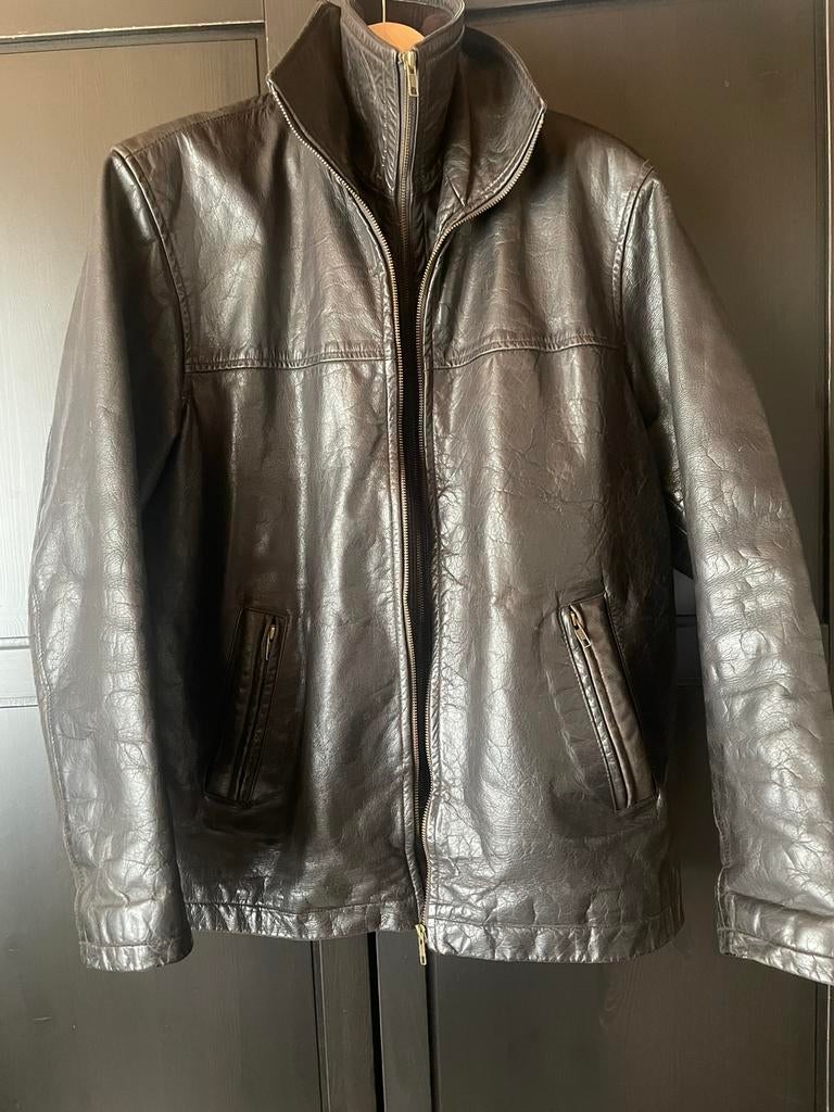 Stoere bruine leren SUPERIOR New York jas maat L, Kleding | Heren, Jassen | Winter, Ophalen of Verzenden, Zo goed als nieuw, Bruin