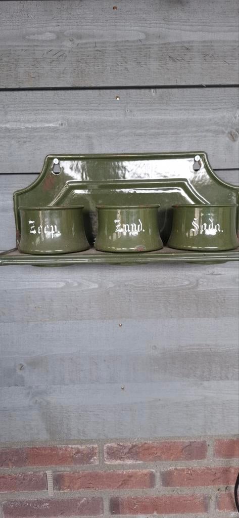 Emaille zand zeep soda set, Antiek en Kunst, Antiek | Emaille, Ophalen of Verzenden