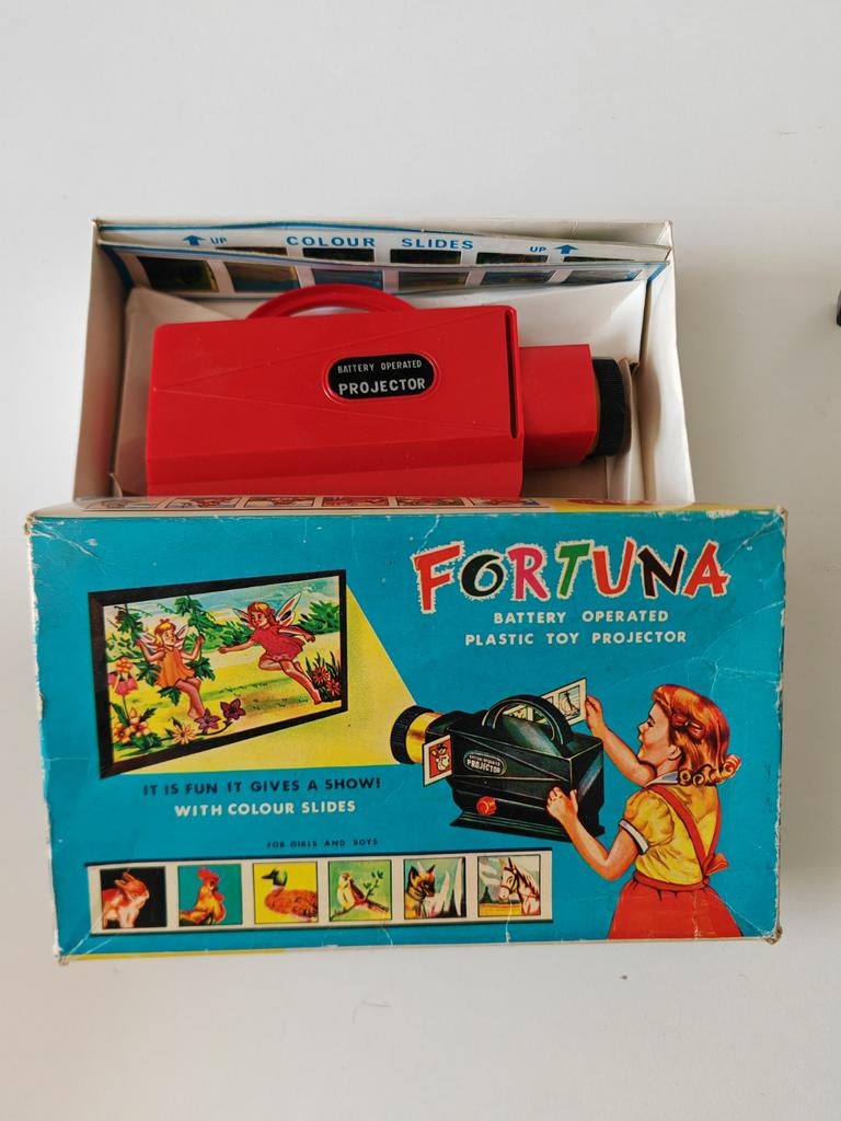 Vintage Fortuna Speelgoed Projector met Kleuren Dia's, Ophalen of Verzenden, Gebruikt