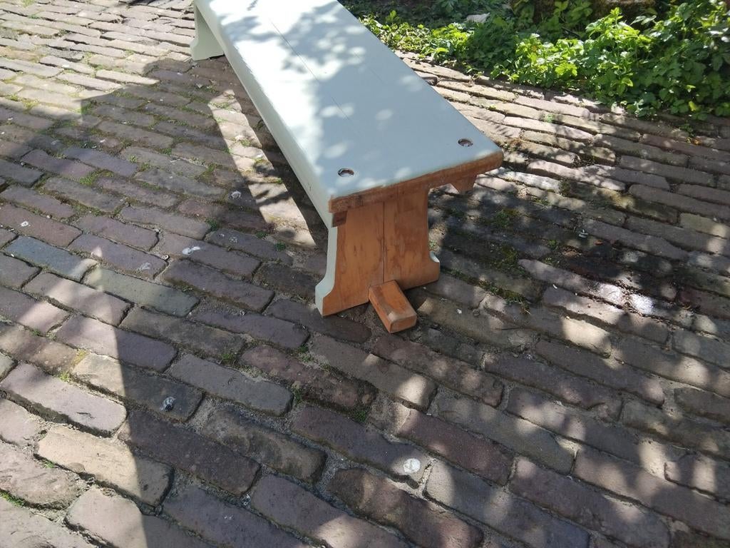 Vintage schoolbankje laag, Antiek en Kunst, Ophalen