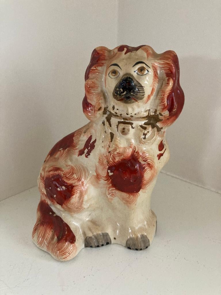 Antiek Engels Staffordshire dog/King Charles Spaniël, Antiek en Kunst, Ophalen of Verzenden