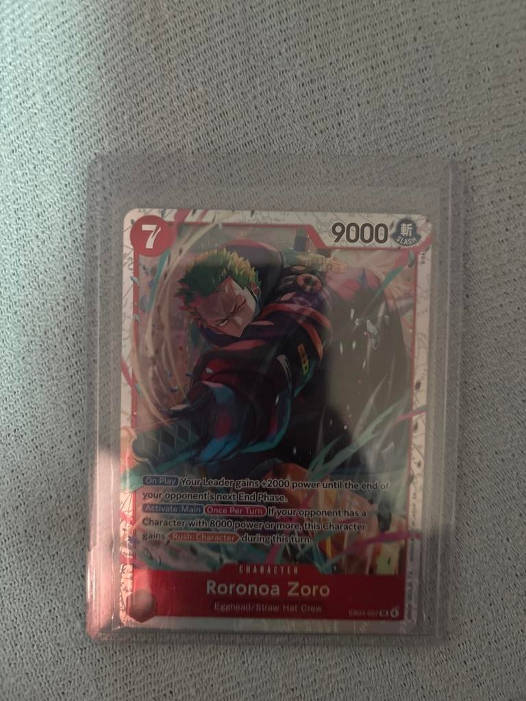 One Piece kaart Roronoa Zoro EB-04 007, Ophalen of Verzenden, Nieuw, Losse kaart, Foil