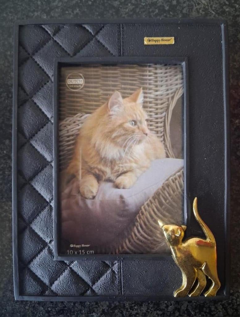 Fotolijst Happy House met gouden kat, Ophalen of Verzenden, Zo goed als nieuw