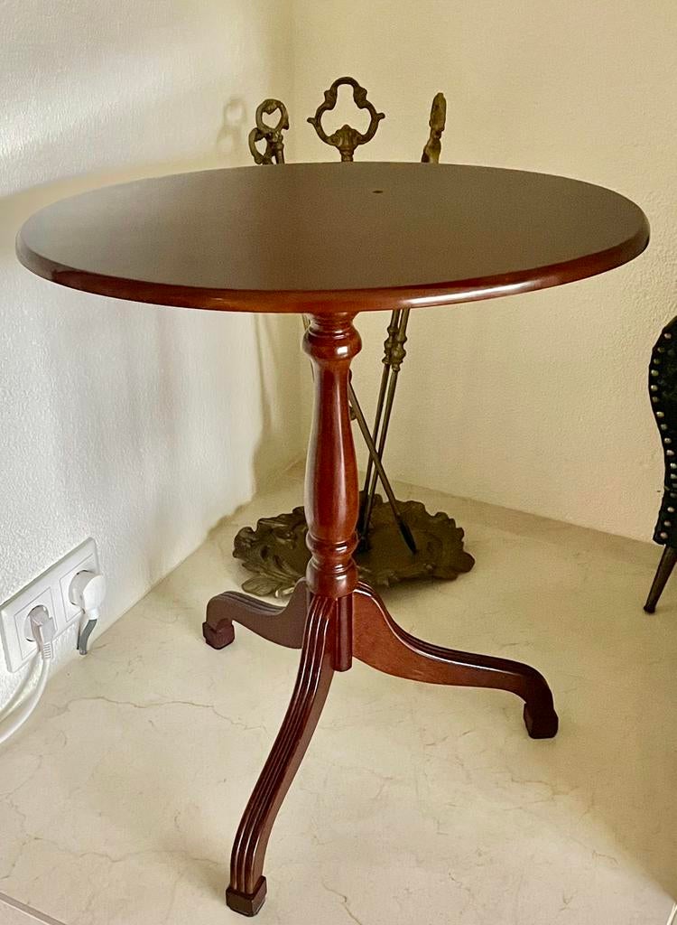 Vintage Opklapbare tafel wijntafel, Ophalen, Ovaal, Hout, Klassiek, vintage driepoot, houten bijzetafel