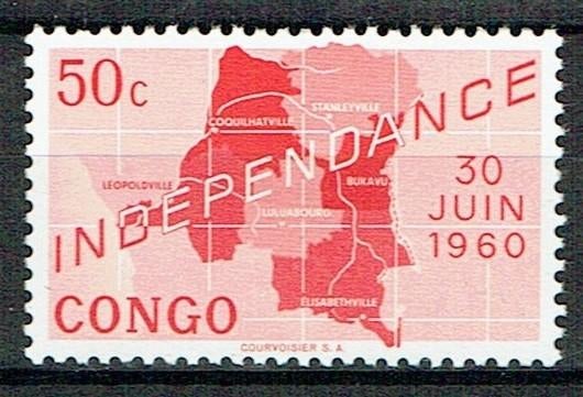 Congo 1960 Onafhankelijkheid Landkaart, Verzenden, Gestempeld, Overige thema's