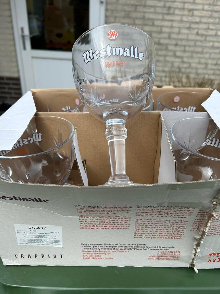6 westmalle glazen in originele doos nieuw, Ophalen of Verzenden, Zo goed als nieuw, Glas of Glazen, Overige merken