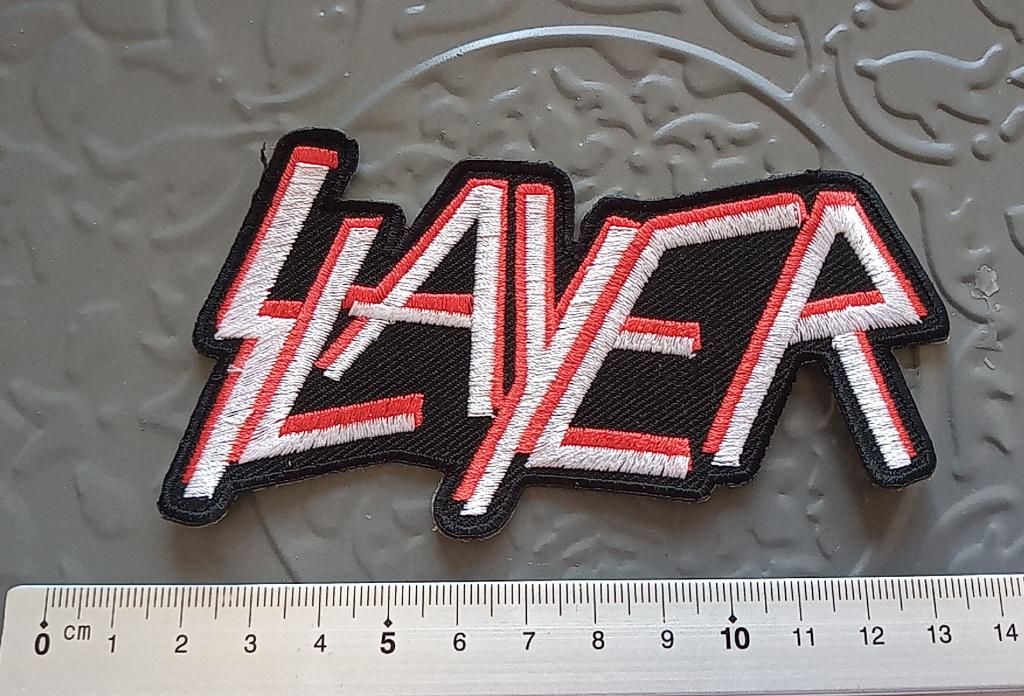 Slayer nieuwe shaped logo patch 46, Verzenden, Nieuw, Foto of Kaart
