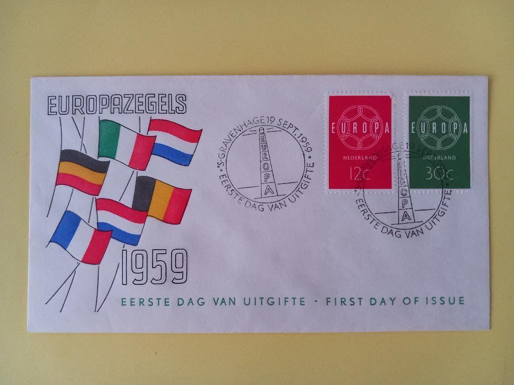 1959 Europazegels FDC E39 Blanco me topen klep e2, Verzenden, Onbeschreven, Nederland
