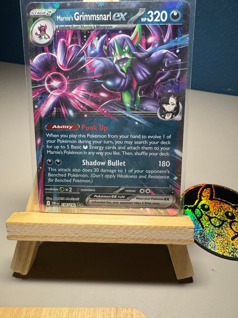 Pokemon kaart: Marnie's Grimmsnarl EX - 136/182, Hobby en Vrije tijd, Verzamelkaartspellen | Pokémon, Ophalen of Verzenden, Zo goed als nieuw