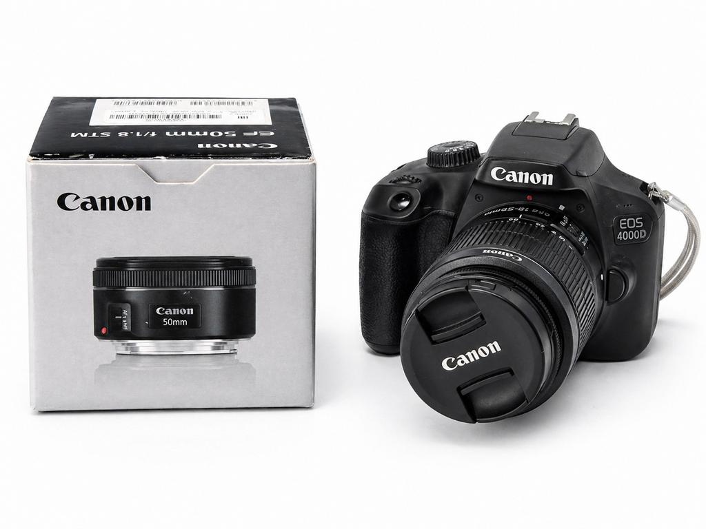 Canon EOS 4000D + 18-55mm + 50mm f/1.8 STM, Ophalen, Gebruikt, Spiegelreflex, Canon