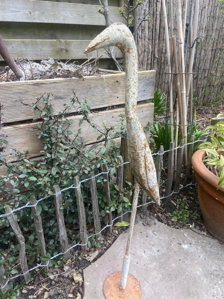Tuinbeeld vogel, metalen dierenbeeld., Tuin en Terras, Tuinbeelden, Ophalen of Verzenden, Gebruikt, Metaal, Dierenbeeld