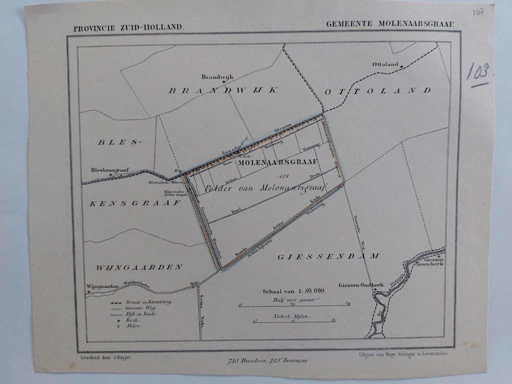 107 / Molenaarsgraaf Ottoland Brandwijk Bleskensgraaf, Antiek en Kunst, Ophalen of Verzenden