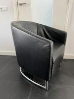 Design fauteuil Goossens zwart leder, Huis en Inrichting, Fauteuils, Ophalen, Zo goed als nieuw, Modern, 50 tot 75 cm