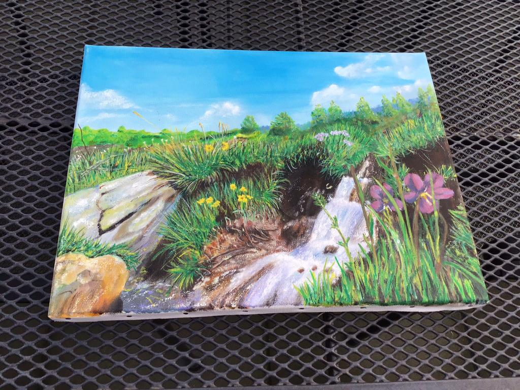 Olieverf schilderij natuur tafereel 40X30 cm, Ophalen of Verzenden