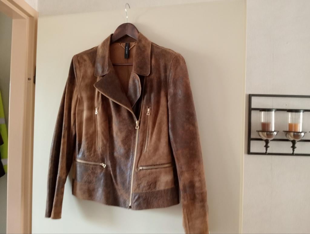 Leren jasje(biker) vintage look jasje Marccain, Ophalen of Verzenden, Gedragen, Bruin