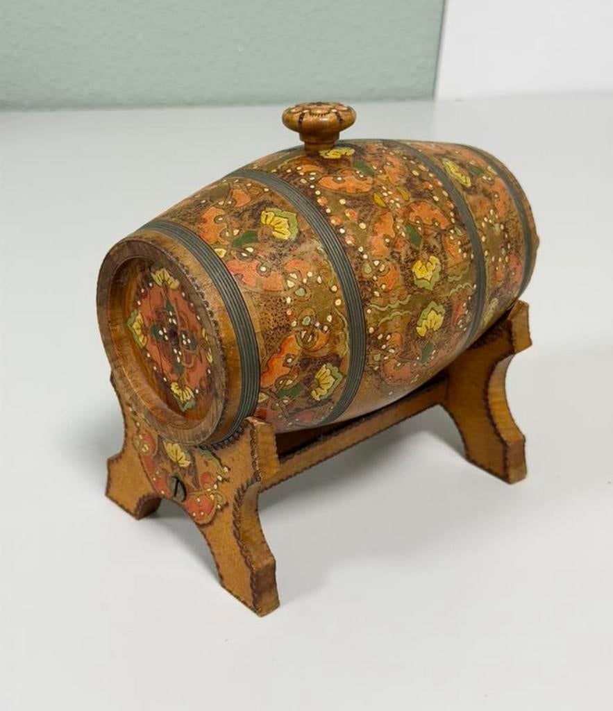 Antieke Houten Boterkarn Karnton Handbeschilderd antiek hout, Ophalen of Verzenden