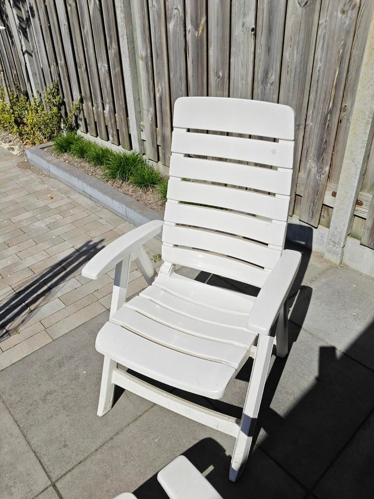 Witte kunststof Hartman tuinstoel, verstelbaar, Ophalen, Gebruikt, Kunststof, Verstelbaar