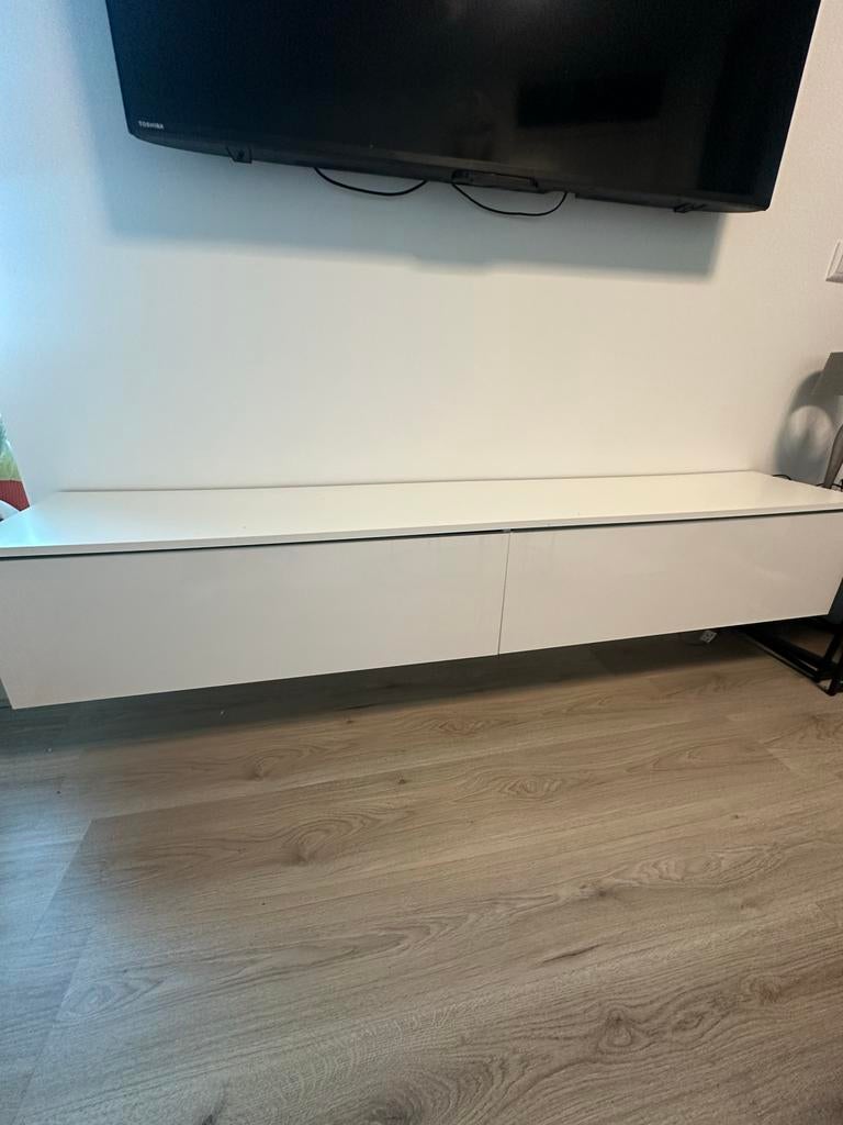 Wit tv meubel, Huis en Inrichting, Kasten | Televisiemeubels, Ophalen, Overige materialen, Gebruikt, 150 tot 200 cm