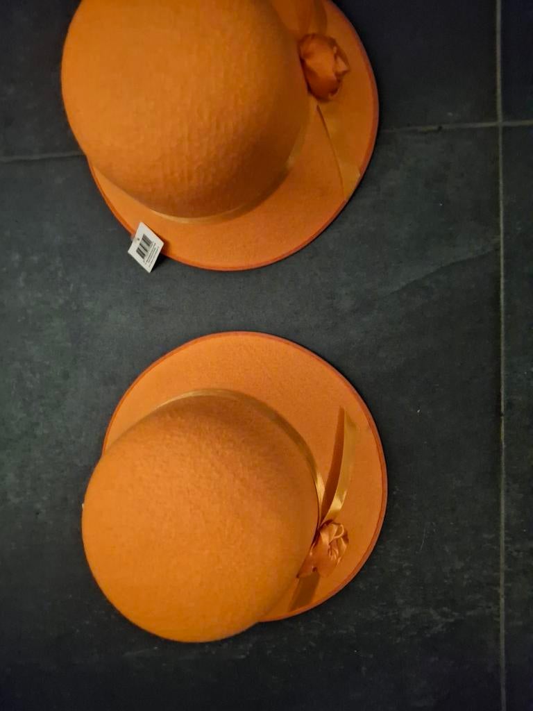 2 vilten oranje hoeden, Kleding | Dames, Hoeden en Petten, Ophalen of Verzenden