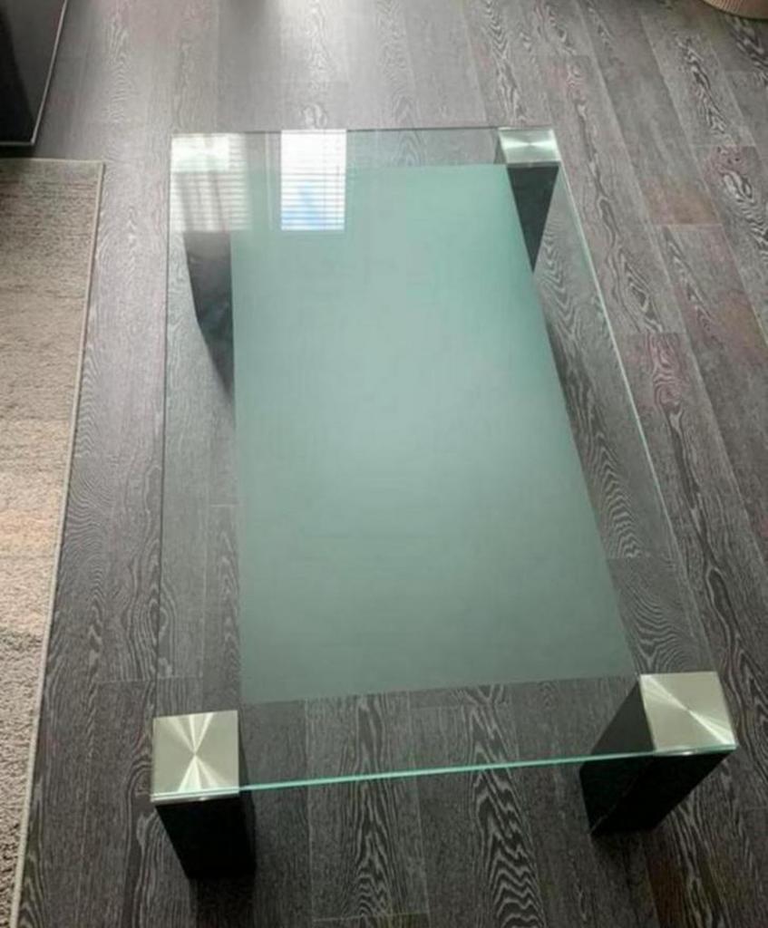Glazen Tafelblad 120x70cm + RVS Poten - DIY, Huis en Inrichting, Tafelonderdelen, Ophalen, Gebruikt, 100 tot 150 cm, 50 tot 100 cm