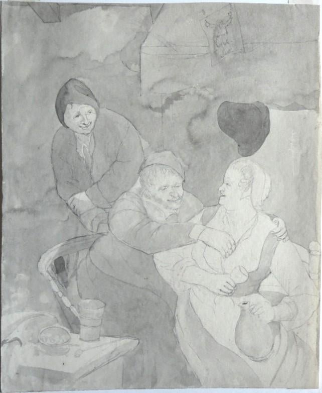 Onbekend naar Adriaen van Ostade aquarel "Een Slemppartij", Ophalen