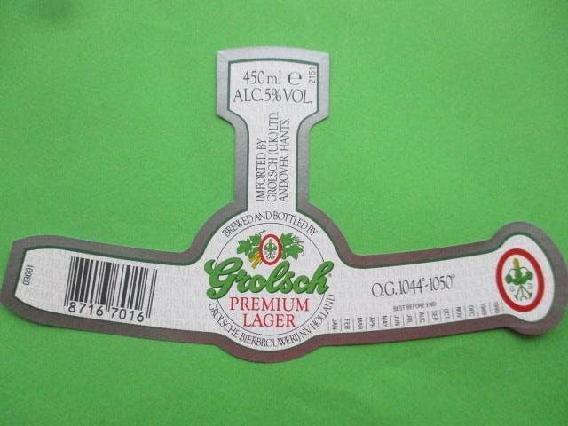 bieretiket Grolsch 5-4 (C10), Ophalen of Verzenden, Nieuw, Overige typen, Grolsch