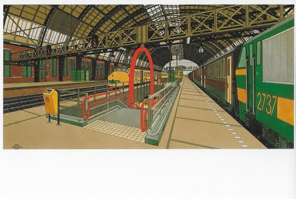 Theo van den Boogaard Centraal Station Amsterdam, Ophalen of Verzenden, 1980 tot heden, Ongelopen, Gebouw