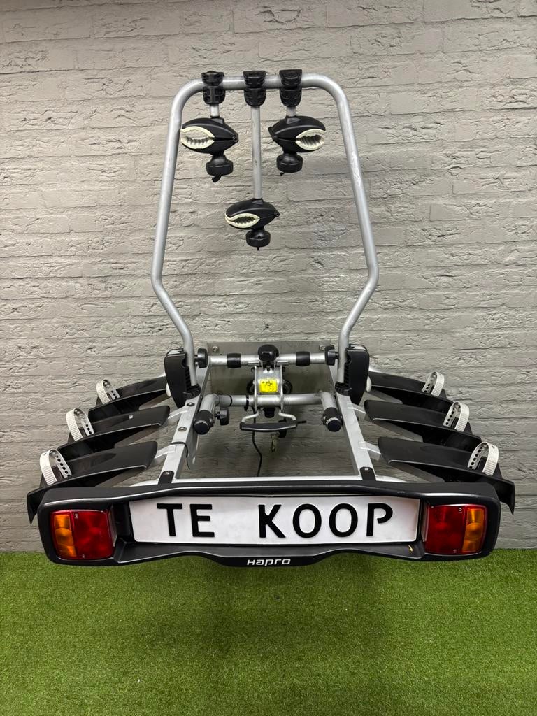 ✅ HAPRO ATLAS 3(elek)fietsen55kg/kantelbaar/klik&go/degelijk, Auto diversen, Fietsendragers, Ophalen, 3 fietsen of meer, Gebruikt
