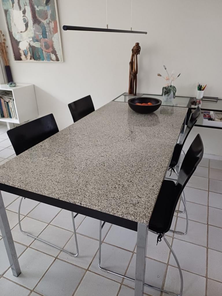 Spectrum eettafel met granieten blad en chromen poten, Huis en Inrichting, Tafels | Eettafels, Ophalen, Overige materialen, 50 tot 100 cm