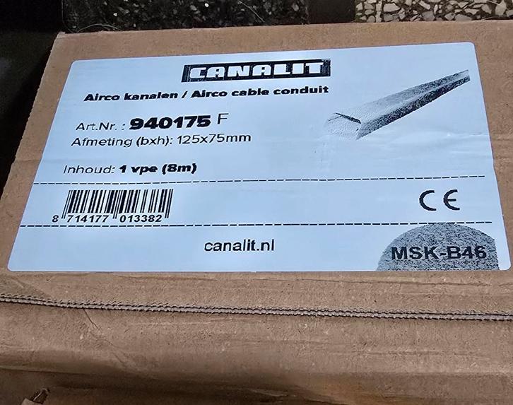 Canalit leidingkanaal 125x75mm wit 10m voor airco/warmtepomp, Doe-het-zelf en Verbouw, Elektra en Kabels, Ophalen of Verzenden