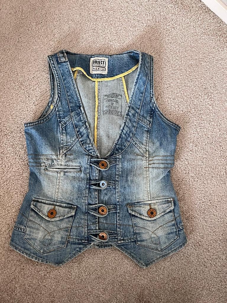 Object spijker gilet dames maat S, Maat 38/40 (M), Blauw, Object, Ophalen of Verzenden