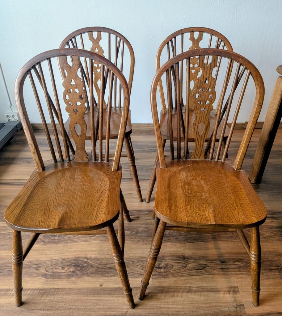 4 antieke English Wheelchair stoelen set, Ophalen, Gebruikt, Bruin, Vier