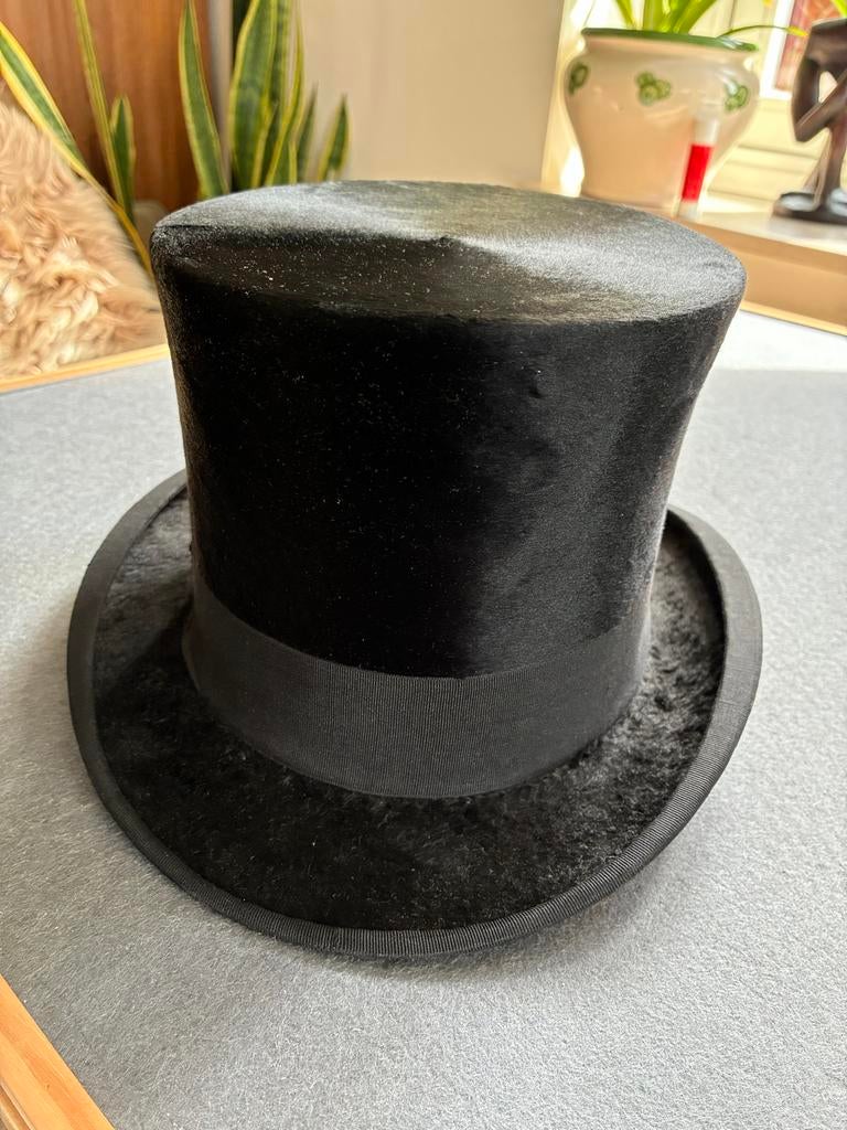 Vintage Hoge zijden hoed in originele doos, Ophalen of Verzenden, Zo goed als nieuw, One size fits all, Hoed