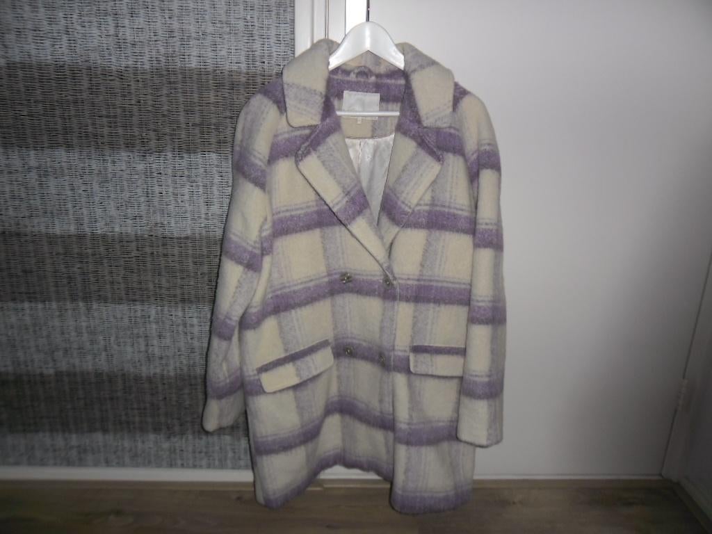 NUMPH Lila Witte Winterjas Maat 40, Kleding | Dames, Jassen | Winter, Maat 38/40 (M), Paars, Ophalen of Verzenden, Zo goed als nieuw