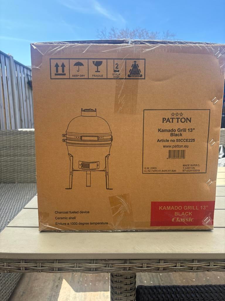 Patton Kamado Grill 13" Zwart - Compacte Keramische BBQ, Tuin en Terras, Ophalen of Verzenden, Nieuw