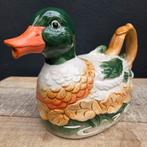Brocante Barbotine Aardewerk Theepot Eend, Antiek en Kunst, Ophalen of Verzenden