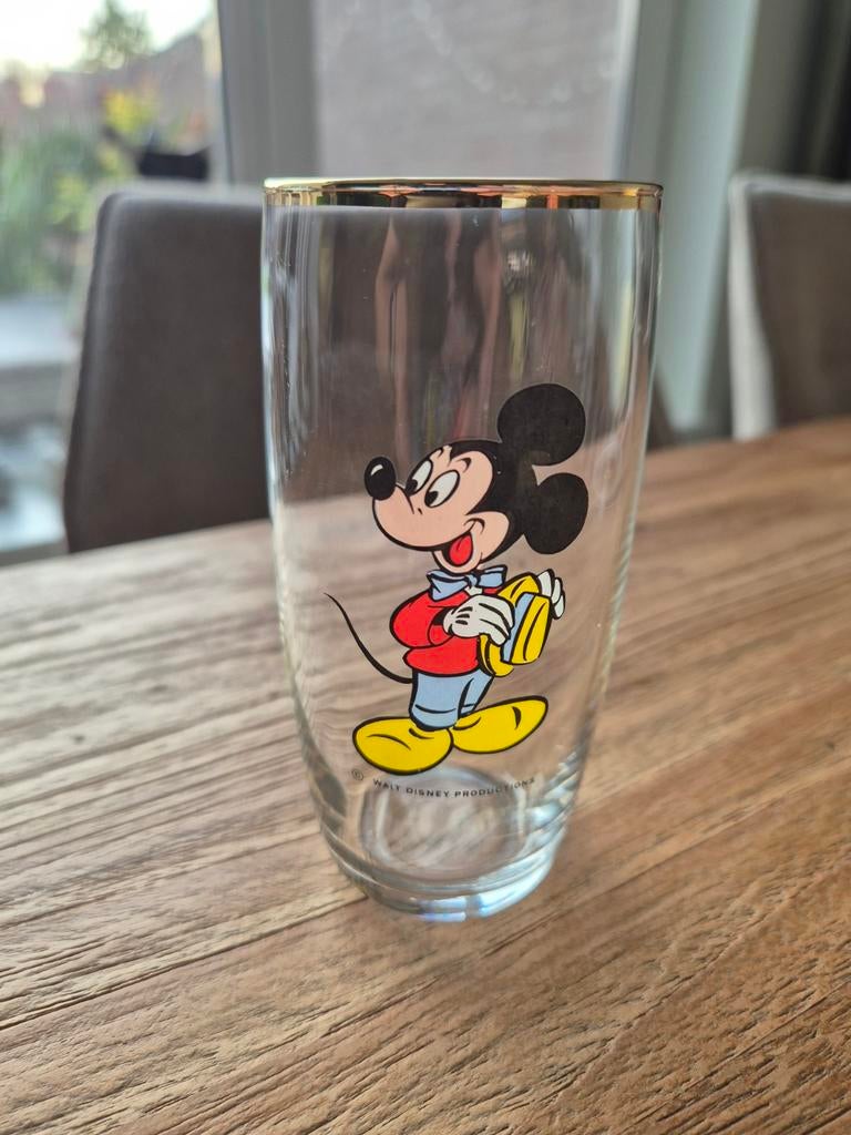 Vintage Disney Mickey Mouse Glas - Unieke vonst!, Verzamelen, Glas en Borrelglaasjes, Gebruikt, Overige typen, Ophalen of Verzenden
