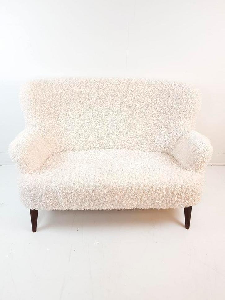 Artifort Theo Ruth bankje | doodle creme stof teddy pluche, Verzamelen, Retro, Huis en Inrichting, Ophalen of Verzenden