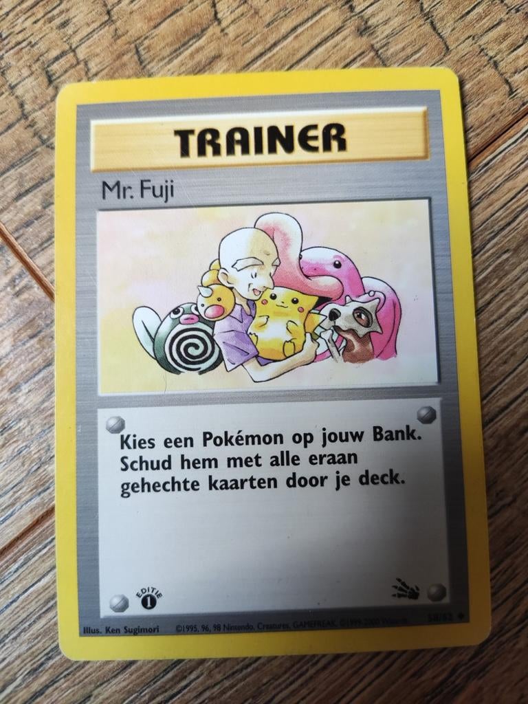 Pokémon Kaart Mr. Fuji - Fossil Serie - 1st Edition, nl, Ophalen of Verzenden, Gebruikt, Losse kaart